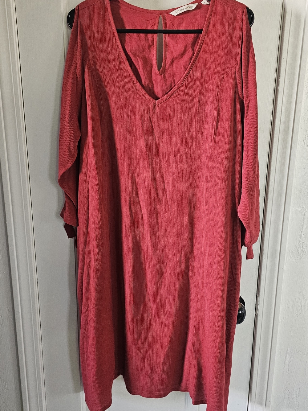 Soft Surroundings Coral Red V-Neck Top Large